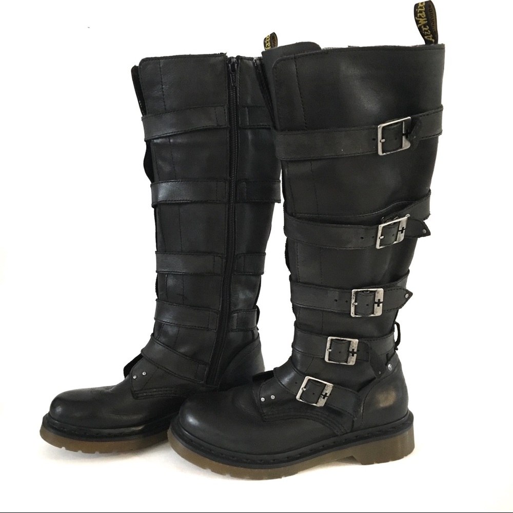 Dr. Martens Phina tall leather buckle boot